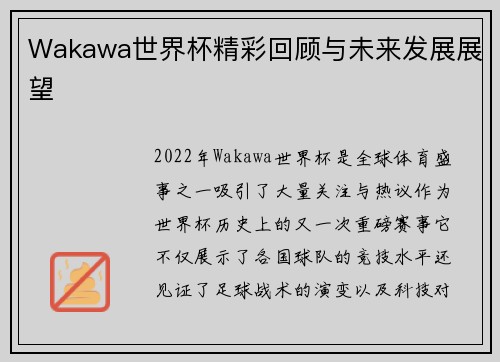 Wakawa世界杯精彩回顾与未来发展展望